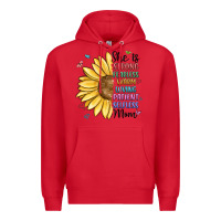 Red she is strong fearless warm loving mom Premium Hoodie - MaliasSmallBusiness