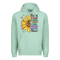 Seafoam she is strong fearless warm loving mom Premium Hoodie - MaliasSmallBusiness