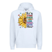 White she is strong fearless warm loving mom Premium Hoodie - MaliasSmallBusiness