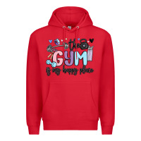 Red the gym is my happy place Premium Hoodie - MaliasSmallBusiness