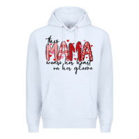 White this mama wears her heart on her gleeve Premium Hoodie - MaliasSmallBusiness