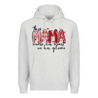 Dove Grey this mama wears her heart on her gleeve Premium Hoodie - MaliasSmallBusiness