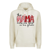 Oatmeal Heather this mama wears her heart on her gleeve Premium Hoodie - MaliasSmallBusiness