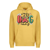 Antique Gold crazy dog lady Premium Hoodie - MaliasSmallBusiness