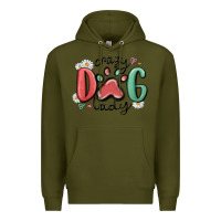 Army Green crazy dog lady Premium Hoodie - MaliasSmallBusiness