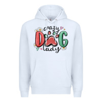 White crazy dog lady Premium Hoodie - MaliasSmallBusiness
