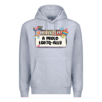 Heather Grey proud ally Premium Hoodie - MaliasSmallBusiness