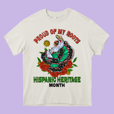 Traditional Lady Hispanic Heritage Month Heavy Core Tee Designed By Bundleandbundleshop