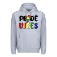 Heather Grey pride vibes Premium Hoodie - MaliasSmallBusiness
