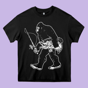 Bigfoot Fishing Adventure Heavy Core Tee Designed By Tatanardila111