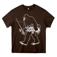 Chocolate Brown bigfoot fishing adventure Heavy Core Tee - tatanardila111