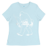 Baby Blue bigfoot fishing adventure Ladies Tee - tatanardila111