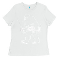 White bigfoot fishing adventure Ladies Tee - tatanardila111