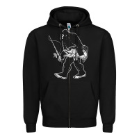 Black bigfoot fishing adventure Zipper Hoodie - tatanardila111