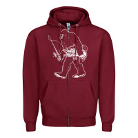 Burgundy bigfoot fishing adventure Zipper Hoodie - tatanardila111