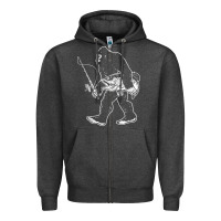 Charcoal Heather bigfoot fishing adventure Zipper Hoodie - tatanardila111
