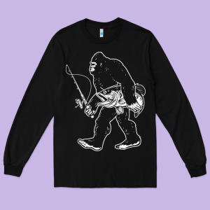 Bigfoot Fishing Adventure Long Sleeve Tee Designed By Tatanardila111