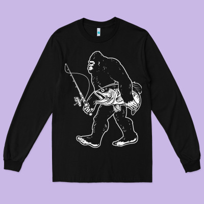 Long Sleeve Tee bigfoot fishing adventure