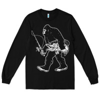 Black bigfoot fishing adventure Long Sleeve Tee - tatanardila111