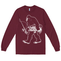 Burgundy bigfoot fishing adventure Long Sleeve Tee - tatanardila111