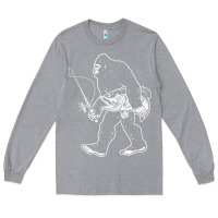 Heather Grey bigfoot fishing adventure Long Sleeve Tee - tatanardila111