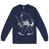 Navy bigfoot fishing adventure Long Sleeve Tee - tatanardila111