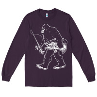 Plum bigfoot fishing adventure Long Sleeve Tee - tatanardila111