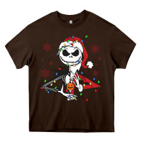 Chocolate Brown spooky christmas character with lights Heavy Core Tee - killa-kam