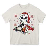 Cream spooky christmas character with lights Heavy Core Tee - killa-kam