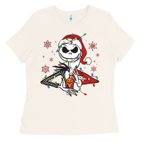 Bone spooky christmas character with lights Ladies Tee - killa-kam