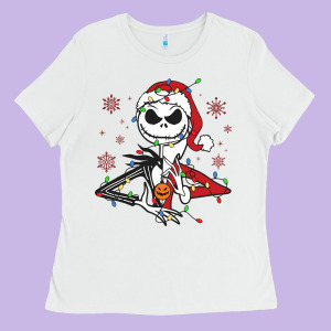 Spooky Christmas Character With Lights Ladies Tee Designed By Killa-kam