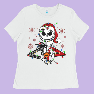 Ladies Tee spooky christmas character with lights