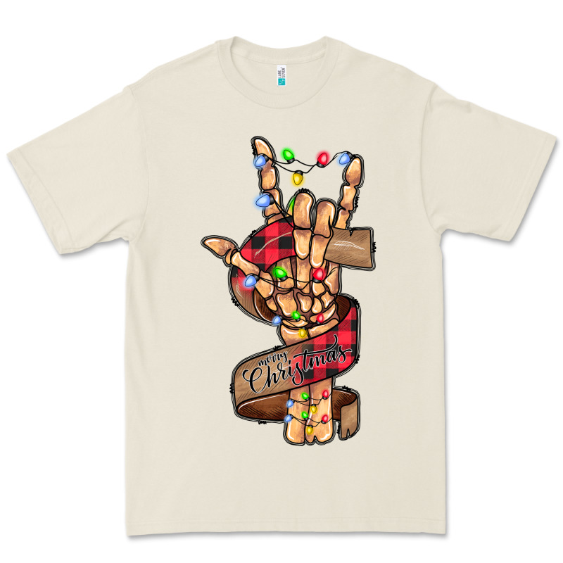 Merry Christmas Skeleton Hand Premium Tee by CowhideDigitalArt | Teevron