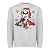 Heather Grey spooky christmas character with lights Heavyweight Sweatshirt - killa-kam