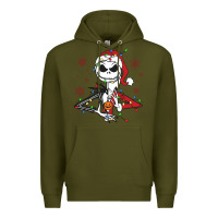 Army Green spooky christmas character with lights Premium Hoodie - killa-kam