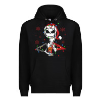 Black spooky christmas character with lights Premium Hoodie - killa-kam