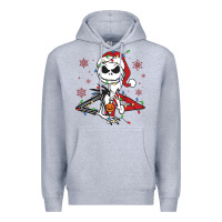 Heather Grey spooky christmas character with lights Premium Hoodie - killa-kam