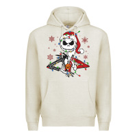 Oatmeal Heather spooky christmas character with lights Premium Hoodie - killa-kam