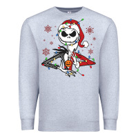 Heather Grey spooky christmas character with lights Premium Sweatshirt - killa-kam