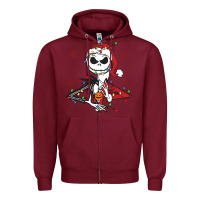 Burgundy spooky christmas character with lights Zipper Hoodie - killa-kam