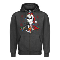 Charcoal Heather spooky christmas character with lights Zipper Hoodie - killa-kam