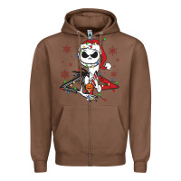 Chestnut spooky christmas character with lights Zipper Hoodie - killa-kam