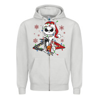 Dove Grey spooky christmas character with lights Zipper Hoodie - killa-kam