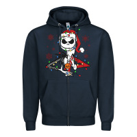 Navy spooky christmas character with lights Zipper Hoodie - killa-kam