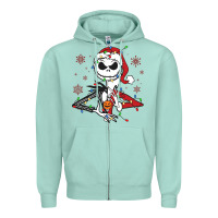 Seafoam spooky christmas character with lights Zipper Hoodie - killa-kam