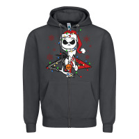 Smoke spooky christmas character with lights Zipper Hoodie - killa-kam