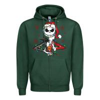 Sports Green spooky christmas character with lights Zipper Hoodie - killa-kam