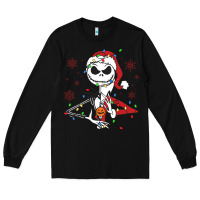 Black spooky christmas character with lights Long Sleeve Tee - killa-kam