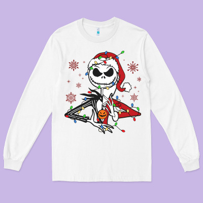 Long Sleeve Tee spooky christmas character with lights