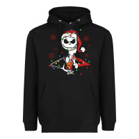 Black spooky christmas character with lights Heavyweight Hoodie - killa-kam